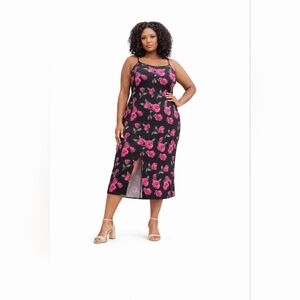 TORRID 4X elegant back tie criss cross elegant tea length rose slip dress